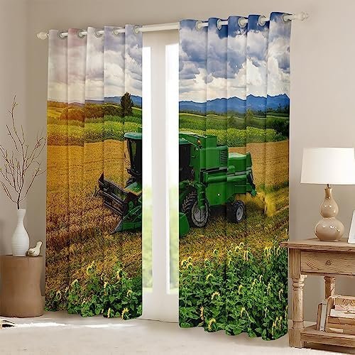 Tractor Darkening Drapes (2 Panels, 42 x 84 Inch) Farmland Curtains for Bedroom Living Room Kids Decor Western Farm Tractor 30%-50% Blackout Curtains Vehicle Window Treatments Machinery Truck - Image 2
