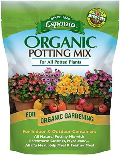 Espoma Organic Potting Soil Mix - All Natural Potting Mix For All Indoor & Outdoor Containers Including Herbs & Vegetables. For Organic Gardening, 4qt. bag. Pack of 1