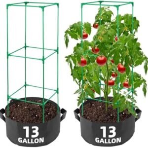 2 Pack Tomato Cages kit, 48" Tomato Stakes Support Tomato Trellis Plant Cages with Grow Bags for Garden, Vegetable, Fruit, Flower, Rose Vine Climbing Plants
