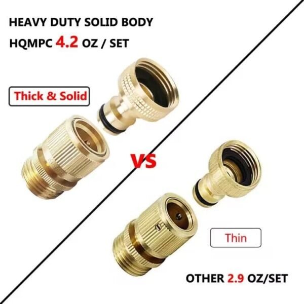 HQMPC Garden Hose Quick Connect Solid Brass Quick Connector Garden Hose Fitting Water Hose Connectors 3/4 inch GHT (2SETS) - Image 3