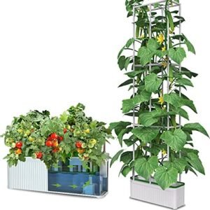 Smart Hydroponic Growing System,7L Indoor Hydroponic Garden Kit for Herb,Zucchini,Tomato,Pepper,Unique Gardening Christmas Gifts for Wife,Husband,Dad (60inch Trellis Without Growlight)