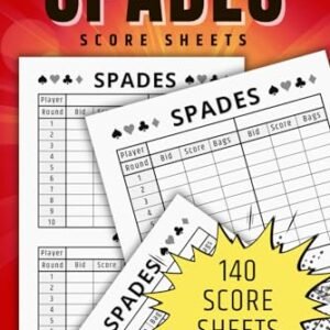 Spades Score Sheets: 140 Score Pads for Spades Card Game | Spades Score Keeper | Cards Score Notebook