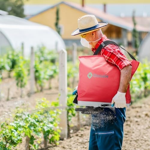 Heavy-Duty Handheld Seed Spreader with 25lb Waterproof Bag, Multiple Spread Options, Ergonomic Design - Adjustable Shoulder Straps and Rear Baffle, Fit for Spreading Grass Seeds and Fertilizers, Red - Image 6