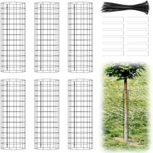 Tree Trunk Protector Guard, 6 Pack Mesh Steel Tree Bark Protectors with Zip Ties& Metal Stakes Plant Guard Protect Saplings and Fruit Trees from Mowers Trimmers Deer and Other Animals
