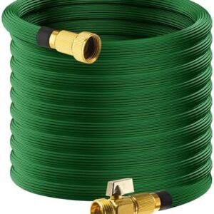 Expandable Garden Hose 100FT, Green Flexible Water Hose with 3/4'' Solid Aluminum Fittings, Nano Rubber Lightweight No-Kink Water Pipe for Watering and Washing