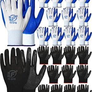 24 Pairs Gardening Gloves for Men Women Rubber Coated Work Gloves Garden Gloves Safety Work Gloves Construction Gloves