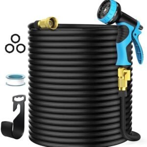 100 Feet Expandable Garden Hose, Aterod 10 Functions Spray Nozzle, 50 Layers Nano Rubber Lightweight No-Kink Water Pipe with Solid Brass Connector for Watering and Washing 100ft Flexible Hose