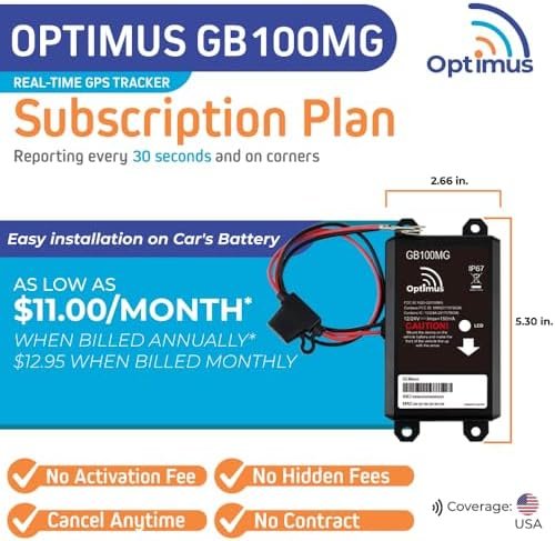 Optimus GB100M GPS Tracker for Vehicles - Easy Installation on Car's Battery - Low Cost Subscription Plan Options - Image 2