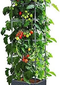 LINEX Raised Garden Bed Planter Box with Trellis, 67.6” Tomato Planters for Climbing Plants Vegetable Vine Flowers Outdoor Patio, Tomatoes Cage w/Self-Watering & Wheels