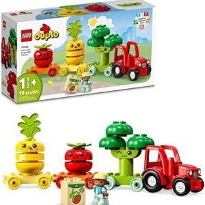 LEGO DUPLO My First Fruit and Vegetable Tractor Toy 10982, Stacking and Color Sorting Toys for Babies and Toddlers Ages 1 .5-3 Years Old, Educational Early Learning Set