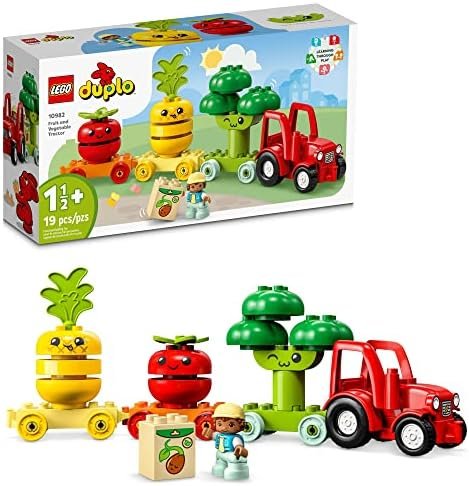 LEGO DUPLO My First Fruit and Vegetable Tractor Toy 10982, Stacking and Color Sorting Toys for Babies and Toddlers Ages 1 .5-3 Years Old, Educational Early Learning Set