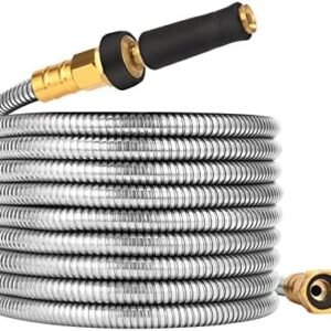 Metal Garden Hose 25 FT - 304 Stainless Steel Water Hose 25 FT - Expandable Short Flexible Garden Hose,no Kink Explosion, no Bite