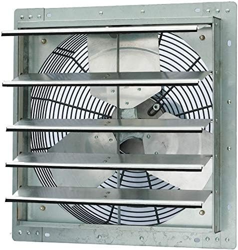 iLiving - 18" Wall Mounted Shutter Exhaust Fan - Automatic Shutter - Single Speed - Vent Fan For Home Attic, Shed, or Garage Ventilation, 3852 CFM, 5800 SQF Coverage Area, Silver (ILG8SF18S)