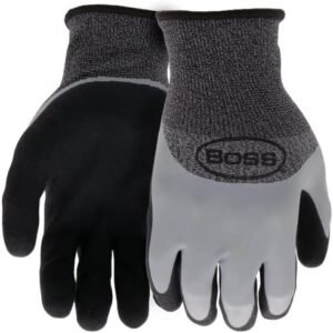 BOSS Men's Tactile Barrier Dual Layer Latex Coated Work Gloves, Water Resistant, Superior Grip, Tear Resistant
