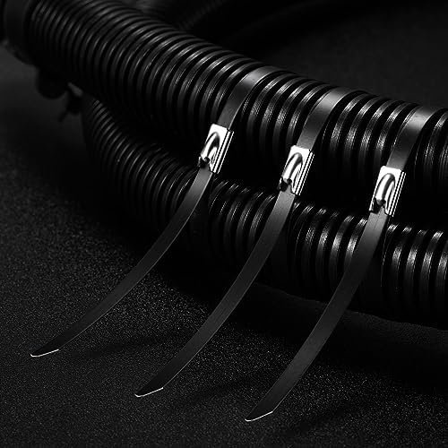 Black Metal Zip Ties Bulk, 500pcs 304 Stainless Steel Zip Ties, 11.8 Inch Heavy Duty Self-locking Cable Ties, Perfect for Farms, Machinery, Pipes, Vehicles, Roofs, Cables and Etc - Image 4
