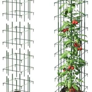 AMAGABELI Garden & Home Plant Support Cage Garden Plant Trellis 12.2"x51.96" Tomato Cage for Climbing Plants, Square Folding Big Removable Metal Plant Support Stakes Tower Garden Cages Outdoor Indoor