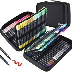 Markers for Adult Coloring Books: 120 Colors Markers Set Dual Tips Fine & Brush Pens Water-Based Art Markers for Kids Adults Drawing Sketching Bullet Journal Writing Lettering No bleeding