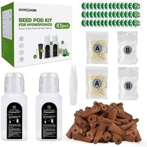 87pcs Seed Pod Kit Compatible with Aerogarden and All Brands - Grow Anything Kit for Indoor Garden Hydroponics Growing System with 40 Grow sponges, 40 Pod Labels, 6 A&B Plant Food, 1 Tweezers