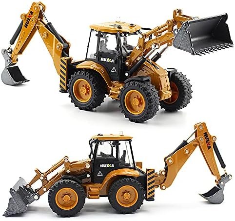 Die-cast Excavator Backhoe Front Loader Truck 1/50 Metal Engineering Vehicle Construction Tractor Model Collection Bulldozer Back Hoe Truck Decoration Toy Gift for Kids - Image 3