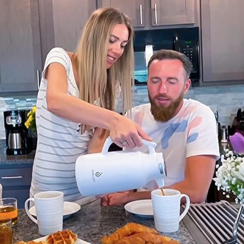 IDEUS 68 oz Stainless Steel Thermal Coffee Carafe, Double Wall Insulated Vacuum Flask, Water Coffee and Beverage Dispenser, 12 Hour Heat 24 Hour Cold Retention, Silver - Image 9