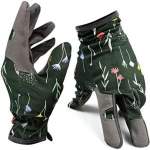 BIGTREE Gardening Gloves with Natural Premium Genuine Leather for Men and Women, Work Gloves for Weeding, Digging, Planting