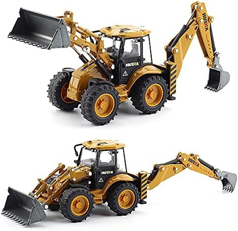Die-cast Excavator Backhoe Front Loader Truck 1/50 Metal Engineering Vehicle Construction Tractor Model Collection Bulldozer Back Hoe Truck Decoration Toy Gift for Kids - Image 4