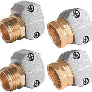 Hourleey Garden Hose Repair Fittings, Zinc and Aluminum Male and Female Hose End Water Hose Repair Connector (2 Female + 2 Male)
