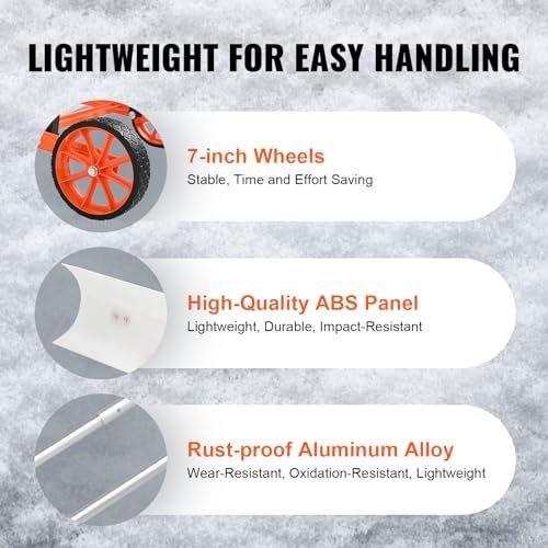 Snow Pusher Shovel with Wheels for Driveway, 37 inch Bi-Directional Heavy Duty Plastic Snow Pusher on Wheels, Wheeled Rolling Snow Shovels for Snow Removal - Image 5