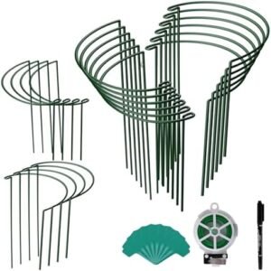 20 Pack Plant Support Stakes,4mm Thick Metal Peony Support,Plant Cage with Twist Ties & Plant Labels,15.7 Inch Plant Supports for Outdoor & Indoor Plants - Peony,Tomato,Hydrangea,Rose,Vine…