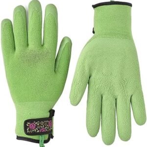 Hestra Job Garden Bamboo Latex Women’s Protective Gardening Gloves | Close-Fitting Bamboo Gloves for Weeding & Gardening, Green, 7