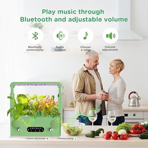 NOVIIML s Growing System 7 Pods Kitchen Herb Garden Indoor Kit with Grow Light, Bluetooth Speaker, Automatic Timer, Plant Germination Kits Countertop Garden for Gifts Healthy Vegetables - Image 2