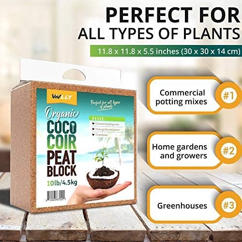 Organic Coco Coir Brick, Natural Seed Starter with Low EC and pH Balance, Enhance Root Growth in Herbs, Flowers, and House Plants, Organic with High Expansion - by Vivlly (10, Pounds) - Image 5