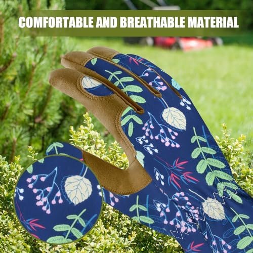 Leather Gardening Gloves Thorn Proof for Women,Womens Garden Work Gloves Gifts,Weed Pulling Gloves for Planting,Pruning - Image 5