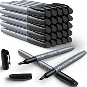 Hethrone Permanent Markers, 28 Count Black Permanent Markers for Writing Doodling and Marking