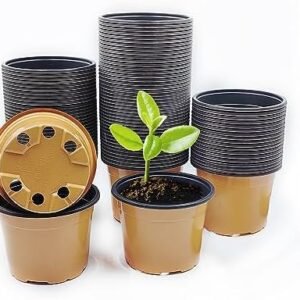Seeding Pots 100-Pack 2.7 inches Terracota Color for Seeds Starting and Germination Soft Round Pots with Drainage Holes Ochre Color(100 Pcs, 2.7 inch)