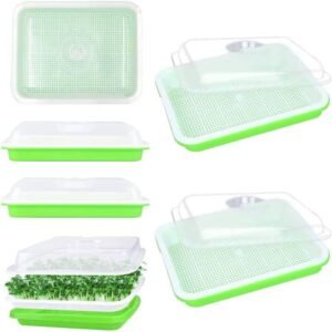 Senwow Seed Sprouter Tray with Lid 6 Pack, BPA Free Nursery Tray Seed Germination Tray Healthy Wheatgrass Seeds Grower & Storage Trays for Garden Home Office