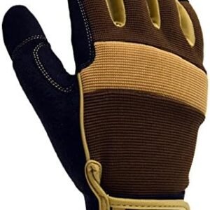 Men's Garden Gloves, Durable Fabric Gardening Gloves with Adjustable Wrist Strap