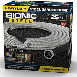 Bionic Steel Rust-Proof Metal Home Garden Hose (25 Feet)