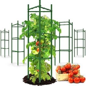 Tomato Cage - 6 Pack Tomato Trellis and Plant Support for Tomatoes, Vegetable and Climbing Plants - Tomato Cages Heavy Duty for Garden and Pots Outdoor - 56 Inch Tall