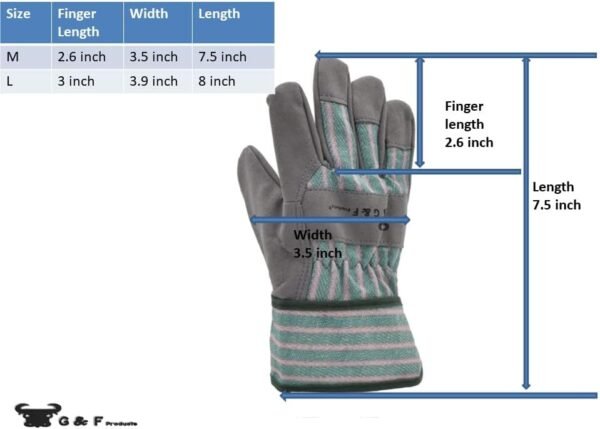 G & F Products 5009L 3 PAIR Pack JustForKids Synthetic Leather Kids Garden Gloves, Kids Work Gloves, Grey, 7-9 years old - 3 Pairs - Image 2