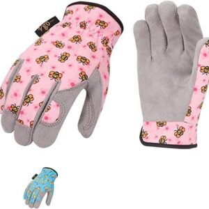 Vgo... 2pairs Kids Gloves Work&Garden, 3-9 Age Children Toddler Gloves for Outdoor Playing Yard Gardening