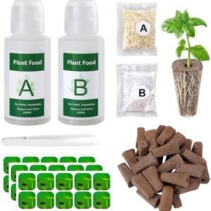 Hydroponics Garden Pods Kit, 30 Pcs Square Replacement Root Seed Grow Sponges with A&B Solid Plant Food, Compatible with IDOO-IG201 7 Pods/QYO/LYKO/ZUAIAI Hydroponics System