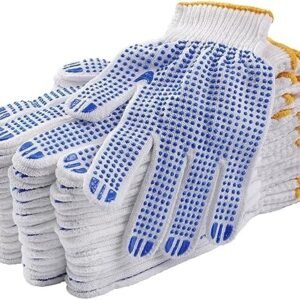 12Pairs Grip Safety Work Gloves Anti-slip Dots Bulk Gloves Moist Cotton Knit Gloves for Garage Warehouse Construction