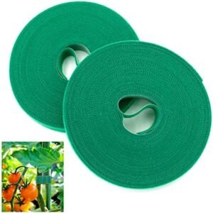 Plant Ties Garden Ties Green Tape, Garden Plant Tape, 0.57'' Wide Reusable Adjustable Garden Plant Ties Gardening Strap, Tomato Plant Support for Effective Growing (32.8ft x 2 Rolls, Green)