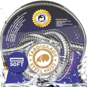 Tardigrade Steel Hose - 50 FT Metal Hose - 304 Stainless Steel Garden Hose - Flexible High Pressure Outdoor Heavy Duty 50FT, Lightweight Lawn Gardening Tool, Kink Free, Burst Dog Chew Crush Proof