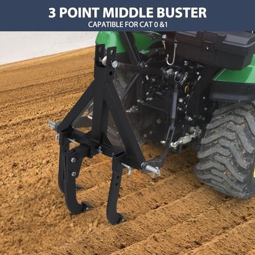 Middle Buster for CAT 0& 1, 3-Point Quick Hitch Tractors with 3 Adjustable & Replaceable Ripper Shanks, Upgraded Heavy Duty Steel Furrowing Plow - Image 3