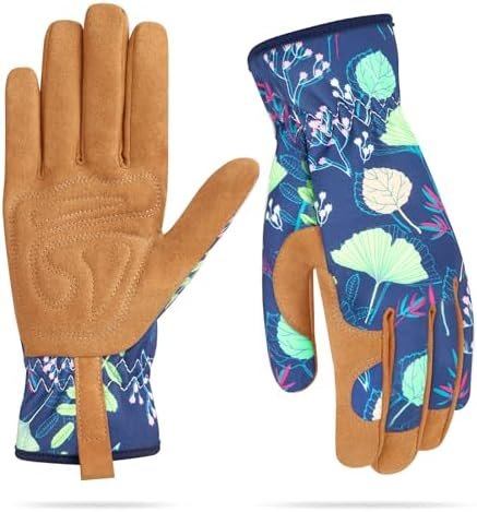 Leather Gardening Gloves Thorn Proof for Women,Womens Garden Work Gloves Gifts,Weed Pulling Gloves for Planting,Pruning