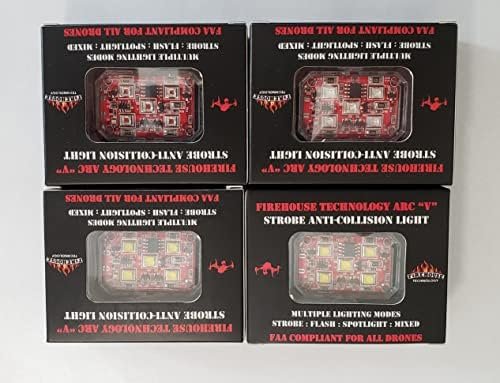 Firehouse Technology Arc V Drone Strobe 4 Light Navigation Kit - 2- White,1- Red, 1-Green FAA Compliant and Tested 3.5 SM