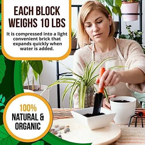 Organic Coco Coir Brick, Natural Seed Starter with Low EC and pH Balance, Enhance Root Growth in Herbs, Flowers, and House Plants, Organic with High Expansion - by Vivlly (10, Pounds) - Image 6