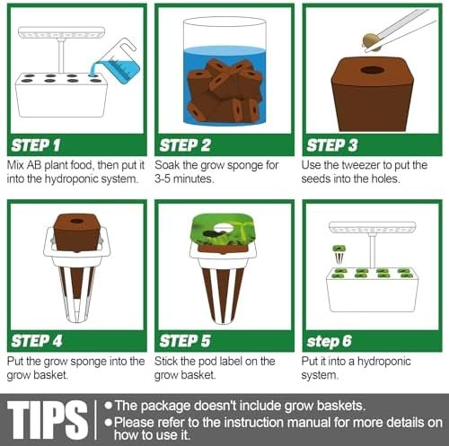 Hydroponics Garden Pods Kit, 30 Pcs Square Replacement Root Seed Grow Sponges with A&B Solid Plant Food, Compatible with IDOO-IG201 7 Pods/QYO/LYKO/ZUAIAI Hydroponics System - Image 7